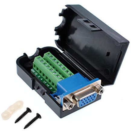 GANASOME Adaptador de conector hembra VGA DB15 con placa de conexión de terminal de tuerca, protección mejorada y cableado fácil