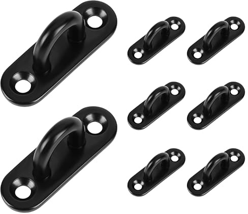 Winter Shore M5 Deckenhaken Schwerlast, Augplatte Schwarz, 50 mm (8er-Pack) | Augplatte Edelstahl zum Aufhängen von Pflanzen, Schwerlasthaken Decke für Lichterketten im Freien, für Hängepflanzen