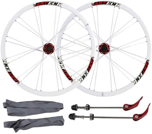 NBTRXWAFR Laufradsatz Fahrrad 26 Zoll Felge Legierung Hohlkammer Weiß Schwarz Bremsscheibe Rad MTB Schnellspanner 24 Speichen Für Lenkrad Kassette 7/8/9/10 Gang,Weiß