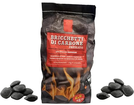 Bolsa de briquetas de carbón para barbacoa, 2,5 kg, bolsa de briquetas Briquette, carbón prensado, carbón vegetal, barbacoa, saco de briquetas de carbón 100 % naturales, barbacoa