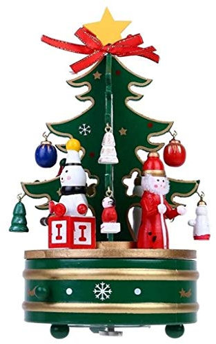 CAFIEDR Weihnachtsschmuck, Weihnachtsbaum aus Holz, Spieluhr, Schreibtisch-Dekoration, Geschenk für Freund und Freundin