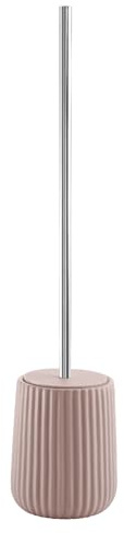 Gedy Marika Escobillero Baño Suelo ø10,2x42cm Cerámica Mango Cromo Cerdas Nylon Acabado Rosa, Escobilla WC Moderna