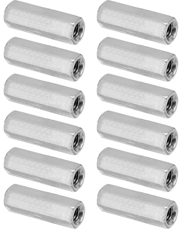 PATIKIL M5 x 25 mm 304 Edelstahl Sechskant-Kupplungsmuttern, 12 Stück Grobgewinde Sechskant Hülsenmutter Verbindungsmutter Gewindehülse Langmutter, Silberton