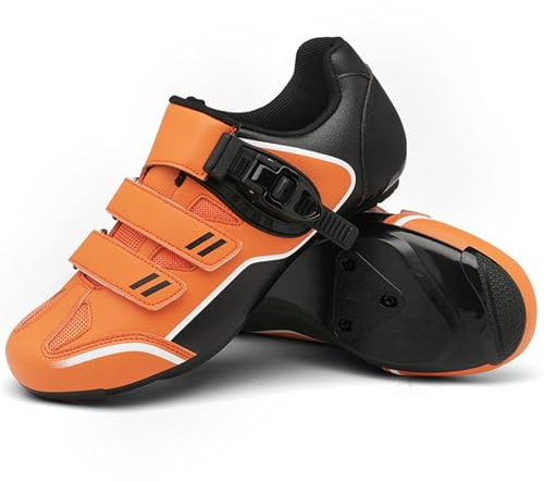 PENXZT Scarpe da Ciclismo Uomo Scarpe da Bike per Bici Compatibile SPD SPD-SL Delta Blocco Pedale Scarpe MTB Road Traspiranti Scarpe da Equitazione per Biciclette,Arancia,41 EU