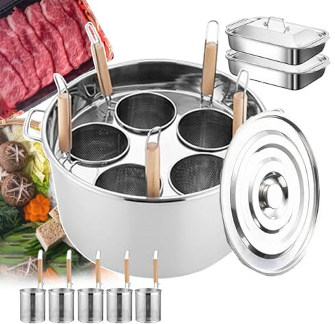 forplubossmmp Ensemble D'inserts pour Cuiseur À Pâtes Commercial avec 5 Paniers-Filtres, Ustensiles De Cuisine pour Spaghetti, Outils pour Pâtes Multi-Pots pour Marmite Épicée, Vermicelles, Viande
