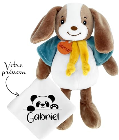 KDO MAGIC - Personalisiertes Schmusetuch - Personalisiert mit einem Namen - Anpassbares Geschenk für Kinder - Geschenkidee zur Geburt, Baby, Geburtstag, Taufe (Motiv: Pandabär, Hund)