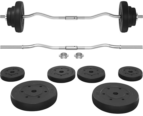 Yaheetech 20KG Adjustable Barbell Weight Set Heavy Strength Training Bars Set Dumbbell Weight Bar Home Gym Weight Lifting Training