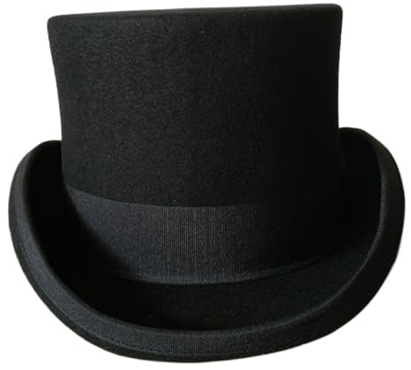 Peosaard Magician Hombo, sombrero de copa negro sombreros de mago formal de lana para adultos showman showman top sombreros para hombres cena social butler disfraz de disfraz de halloween accesorio