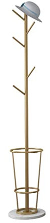 DDKYHU Eckgarderobe, modern, kreativ, unabhängig, Einzelgarderobe, bodenstehend, mit Marmorsockel, für Wohnzimmer, Schlafzimmer, Wohnzimmer, Flur, Veranda, Standgarderobe (Gold)