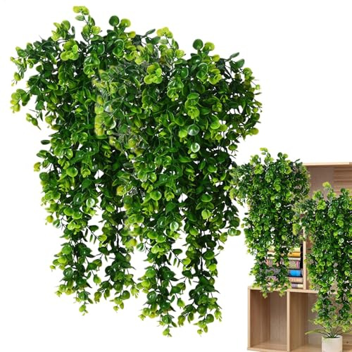 Faux verdure – Lot de 2 artificielles d'intérieur de 80 cm, artificielles pour mur, artificielles avec pot, artificielles rampantes, faux lierre