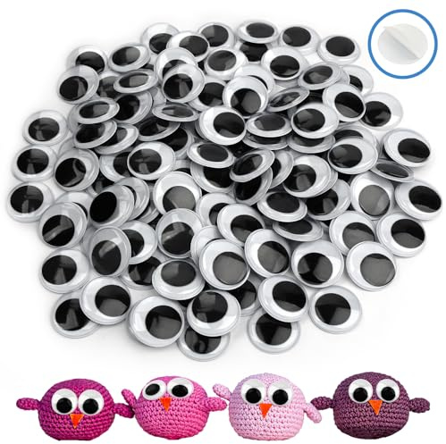 Hoiny Wackelaugen Selbstklebend Groß, 120 Stück Kunststoff Kulleraugen, 30cm Runde Schwarz Wackelaugen, Bastelaugen Augen Aufkleber für Scrapbooking, Handwerk und Spielzeugzubehör