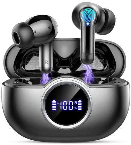 Wireless Earbuds, Bluetooth 5.4 Headphones in Ear with 4 ENC Mic, 2025 New Wireless Headphones Deep Bass Stereo Ear Buds, Noise Cancelling Bluetooth Earphone 36H Playtime, IP7 Waterproof, LED Display
