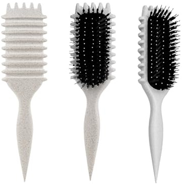 Lockenbürste, Curly Hair Brush, Curl Brush, locken bürste, Wildschweinborsten, Haarbürste zum Kämmen und Formen, reduziert Ziehen und Locken Trennung für definierte Locken（Beige）
