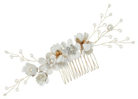 WRITWAA Blumen haar kämme zukünftige Braut Kamm Braut als Dekoration Hochzeit für die Braut für frauen hochzeit Hanfu Haarschmuck Ästhetisches Haarzubehör Haarstylingzubehör Metall Weiß