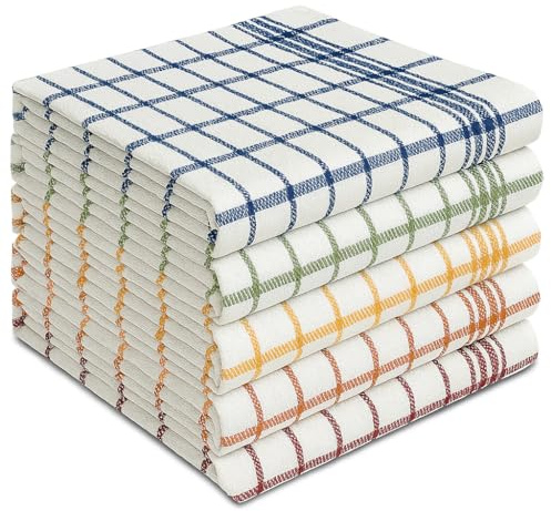Fuller Earth Kitchen Tea Towels Set of 5 |100% Cotton | Lint Free Tea Towels - Super Absorbent Hand Towels | Incredibly Soft | Tea Towel Set - 50x70 cm Large Dish Towels - Cleaning Cloth