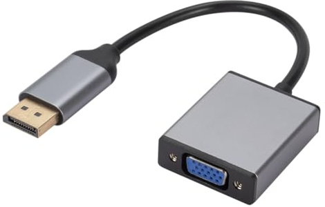 Yominerr Adaptador DisplayPort A VGA, Convertidor DisplayPort A VGA Macho A Hembra de Aluminio HD, para Computadora, Monitor, TV, Proyector.