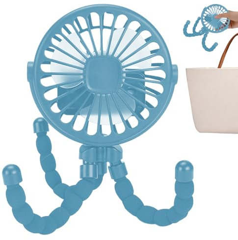 Flexible Tripod Clip On Fan - Battery Operated Toddler Stroller Fans | 360° Rotate Mini Handheld Octopus Fan for Stroller Handlebars | Mini Portable Pram Fans | Rotatable Toddler Clips