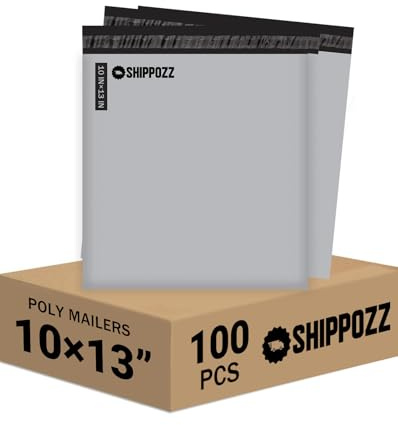 Shippozz 10x13 Poly Mailers 100 Pack, Durable Waterproof Polymailers for Shipping Clothes, Self Seal Mailing Bags for Small Business Packaging Supplies, Mailing Envelopes for Books, and Accessories