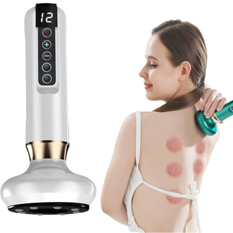 Handheld Cellulite Massagegerät, 2025 Neu Schröpfmassagegerät mit 8 MassageköPfen, KöRpermassagegerät mit 12 Geschwindigkeiten Geeignet für Bauch, Taille, Arme, Beine, Gesäß (Weiß)