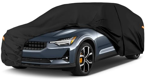Autoabdeckung Wasserdicht für 2020-2025 Polestar 2, Vollgarage Autoplane | Auto Abdeckplane Winter Sommer Allwetter Outdoor Abdeckung mit Reißverschluss Tür, Windschutzbänder