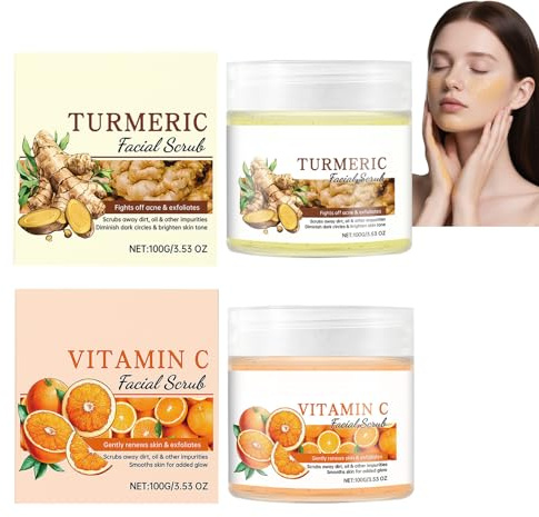 Gesichtspeeling Mit Vitamin C Und Kurkuma, Kurkuma-Peeling Für Das Gesicht, Aufhellendes Gesichtspeeling Mit Vitamin C, Mit Meersalz, Tiefenreinigung Der Poren Von Schmutz, Alle Hauttypen (1PCS)