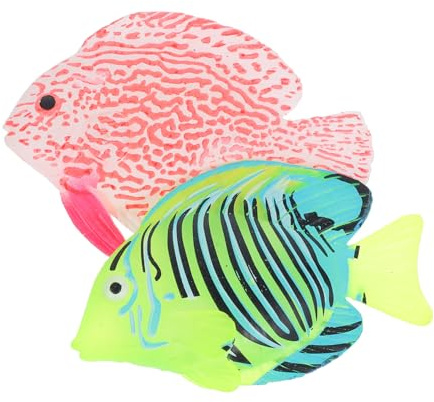 BESPORTBLE 2stücke Silikonfische Als Dekoration Für Aquarien Künstliche Aquarienfische Mit Leuchteffekt Leuchtende Aquariumdekoration Aus Silikon Realistische Tierornamente Für Aquariengestal