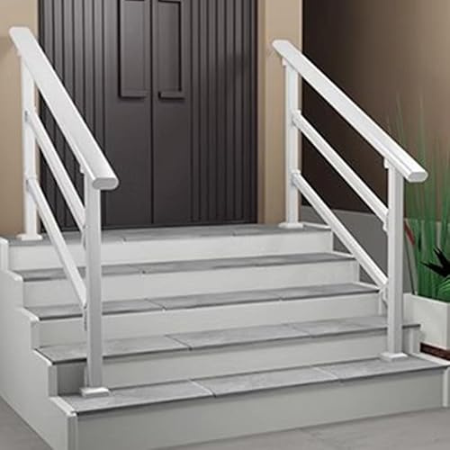 Ringhiera in cemento resistente, 2 pezzi, colore nero, per scale esterne, per anziani e disabili, 160 cm, capacità 181,4 kg, supporto durevole