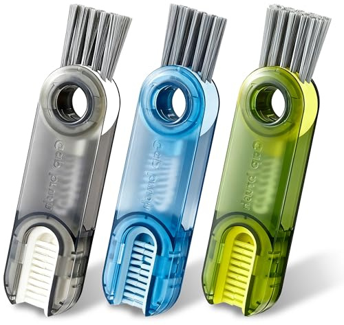 AFIODA 3-in-1 Multifunctional Cleaning Brush, 3 Pcs Bottle Cup Lid Detail Brush, Tiny Crevice Scrubber for Kitchen and Home