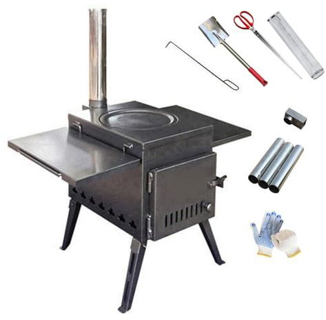 Tragbarer Holzofen, Camping Ofen, Klappbare Beine, mit Griff, Platzsparend, Ideal für Zelte und Picknicks(36cm/14in)