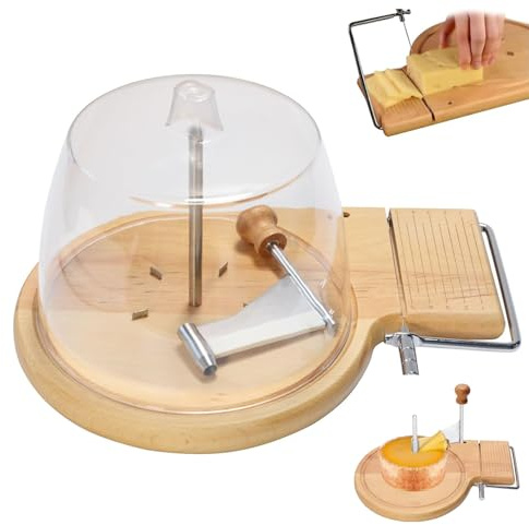 Käsehobel und Schneider, Buchenholz Käse Lockenwickler, Einstellbare Dicke Reibe für Hart- und Weichkäse, Ideal für Zuhause, Restaurants, Cafés, Bäckerei