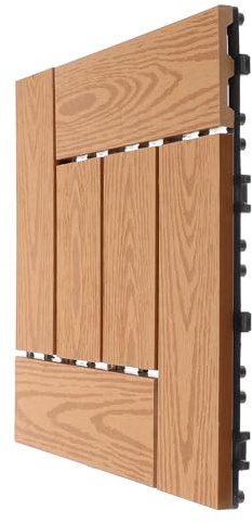 KOMBIUDA Baldosas Entrelazadas de Plástico-madera para Terraza y Jardín, Suelo Exterior Autoensamblable, Resistente al Desgaste, Color Amarillento