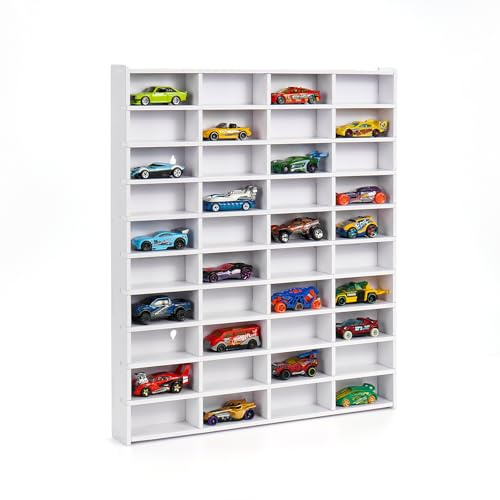 Krafetto Display Regal Setzkasten für 40 Modellautos, Wandmontage | Autos Vitrine und Organizer für Spielzeugautos; zur Wandmontage und übersichtlichen Sammlung.