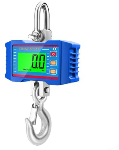 Robuste elektronische Kranwaage, 1000 kg, staubdicht, digitale Hängewaage mit hellem Bildschirm für Stahlwerke und Bauernhof, Schwarz (blau)