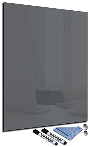 Glas-Magnettafel Grau 60x80 Pinnwand Wand mit Zubehör Whiteboard Küche Office Büro Deko