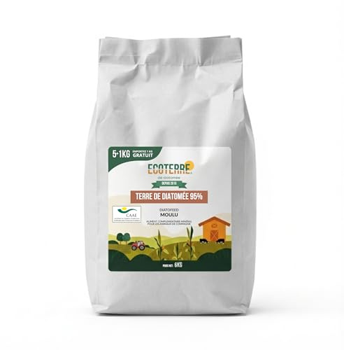 ECO Terre de Diatomée 6 kg Écologique, pour Animaux | Qualité alimentaire Animaux, Non calciné, Diatofeed moulu certifié production biologique, Qualité et engagement depuis 2015