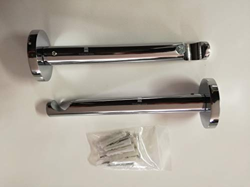 TENDAGGIMANIA Coppia Supporti Mensole Aperte A Parete, per Bastone Diametro 20 MM, Completi di Kit Viti e Tasselli, Finiture Cromo E Nichel (Acciaio Cromato)