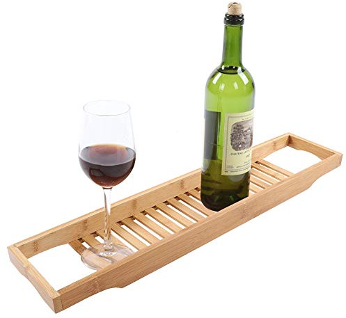 Estink Bath Caddy 27.3in Bamboo | Spa Tray, Extends Over Tub, Bathroom Shelf, Water-Resistant, for Most Baths