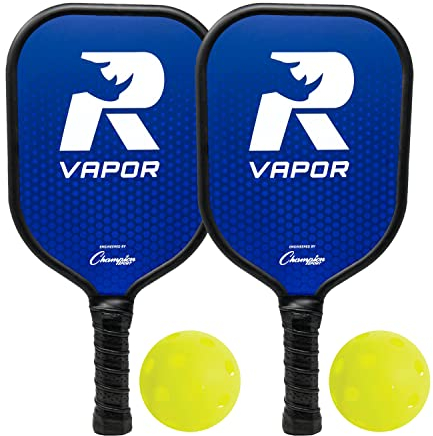 Champion Sports Rhino Pickleball Vapor 2 Player Aluminum Pickleball Paddle Set - 2 Pickleballs Included