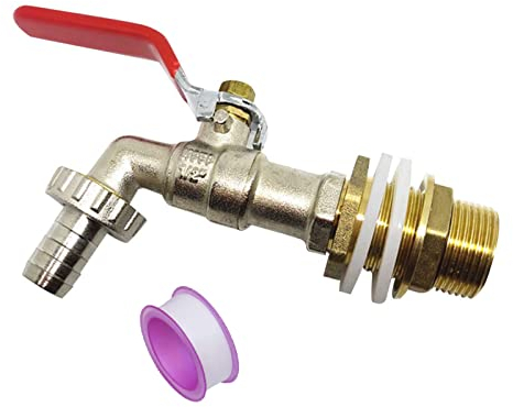 NSXIN Kugelauslaufhahn 1/2 Zoll Kugel-Auslaufventil Messing Wasserhahn für Regentonne mit Schlauchverschraubung Einsatz Auslaufventil Frostsicher für Garten Schlauch