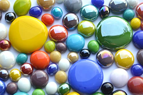 Bazare Masud e.K. Glasnuggets 230g Premium-Mix opak in 3 Größen 10-44 mm Nicht lichtdurchlässig, teilweise irisierend Muggelsteine Glassteine ca. 75 St. (Bunt Mix opak teilweise irisierend)