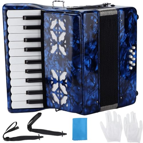 Dragspel 22 Tangenter 8 Bas Professionella Dragspel Musikpiano Keyboard Utbildning Vårinstrument för Vuxna Nybörjare Barn Performance