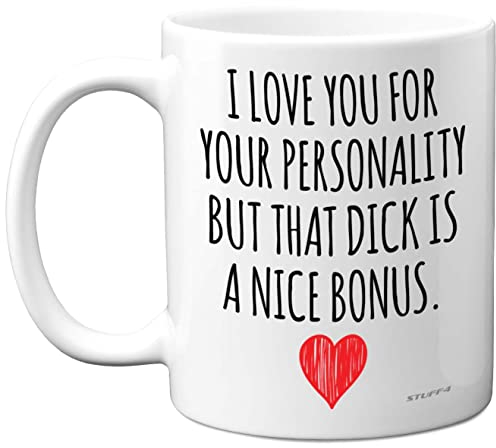 Stuff4 Jubiläumstassen für Ihn – I Love You D**k Bonus-Tasse – lustige Geburtstagsgeschenke für Freund, Ehemann, Partner von Freundin, Ehefrau, Valentinstagsgeschenk, 325 ml, Keramik,