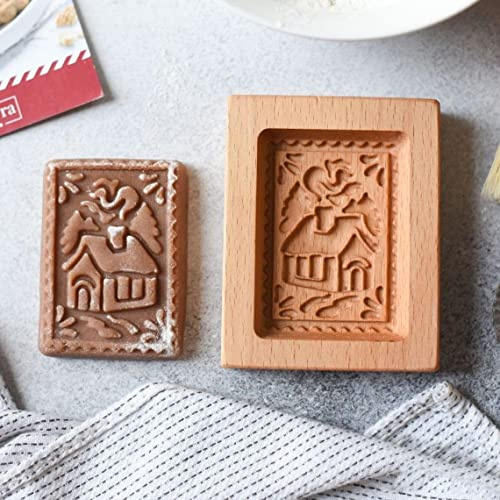 Wooden Cookie Molds, Wooden Cookie Cutter Baking Mold Carved Biscuit Cutter Embossing Mold Cookie Presses Stamps Gingerbread Cookie Mold for Cookies DIY Handmade Biscuits