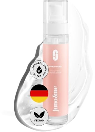 juno & me - Anti-Aging Dekolleté Serum: Hochdosiert mit Hyaluronsäure + Koffein + Parakresse - Körperpflege für Dekolleté & Brüste mit Anti-Agingeffekt - Feuchtigkeitscreme - vegan Skincare - 50ml