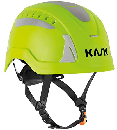 KASK Schutzhelm Primero Air Hi-Viz, Bauhelm, Arbeitshelm, Drehrad, 14 Belüftungskanäle,reflektierend, nach EN397 und EN50365, Farbe:gelb Fluo
