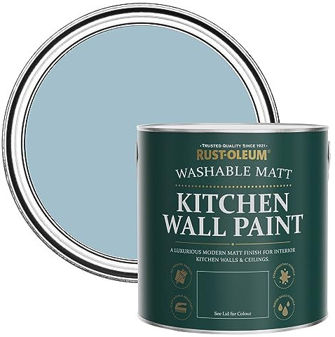 Rust-Oleum abwaschbare matte, geruchsarme blau Küchenwandfarbe - Porzelanblau 2,5 Litres