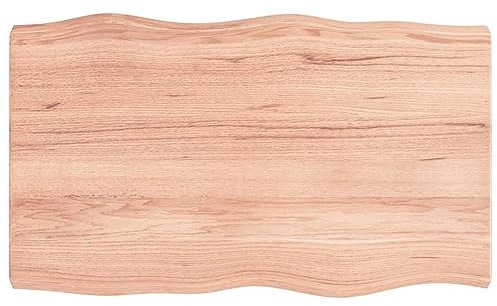BaraSh Tischplatte 100x60x(2-6) cm Massivholz Behandelt Baumkante Waschtischplatte Multiplexplatte