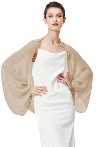 BEAUTELICATE Scialle Coprispalle Elegante Donna Stola Chiffon Cape Estivo per Abito Sposa Damigella Cerimonia Matrimonio Serata