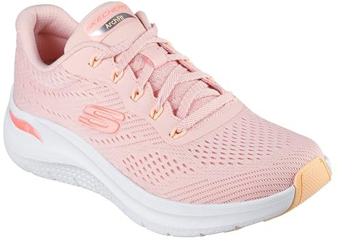 Skechers Arch Fit 2.0 Big League, Scarpe da Ginnastica Donna, Pink Mesh/Coral & Orange Trim, 37 EU