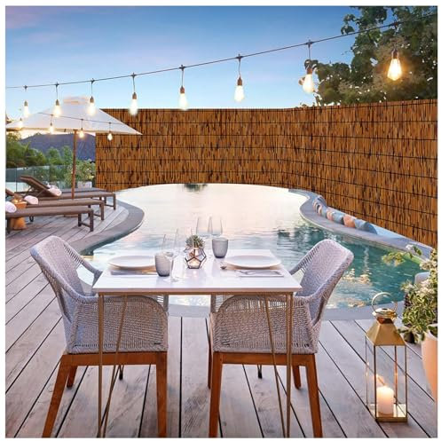 CMJYMX Bambus Sichtschutz Zaun – Schilfrohr Rollzaun Schilfrohrmatte Sichtschutzmatte – 160 cm Hoch & 300 cm Lang – Für Balkon, Terrasse Und Garten – Blickdicht & Wetterfest(H70*L800cm)